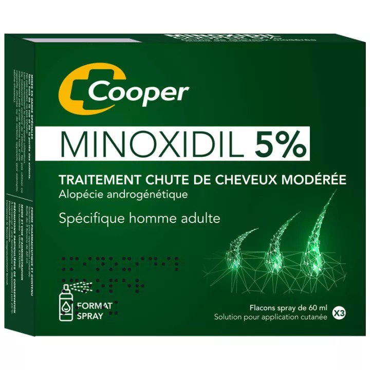 Minoxidil 5% Cooper Solution 3X60ml - Helps Fight Alopecia