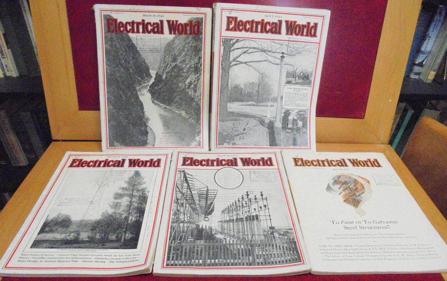 Electrical World magazine 1923 Mar 10, 24, 31 & Apr 7, 28