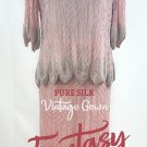 1980's Vintage Fantasy by Lisa Kane, Silver-Beaded, Pink Pure Silk Chiffon Dress