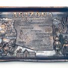 Elegant Vintage Brass Coin Dish Engraved with Arizona State Citiies & Landmarks Elegant Vintage Brass Coin Dish Engraved with Arizona State Citiies & Landmarks
