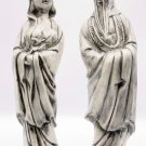 Handpainted Chinese Blanc De Chine Buddhist Statues of Guanyin & Scholar