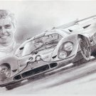 RARE! Porsche Gulf 917, #20 Brian Redman, Pencil Sketch by Tom Bucher, Print