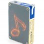 2012 Unique Flat Flaming Eighth Note Riveted Graphic Lighter