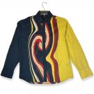 Vintage KENNETH COLE Men's Multi-Color Swirl, Gauze Slim Fit Dress Shirt, XL