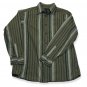 Axcess, Claiborne Men's Large Olive , White + Blue Striped Button Dress Shirt