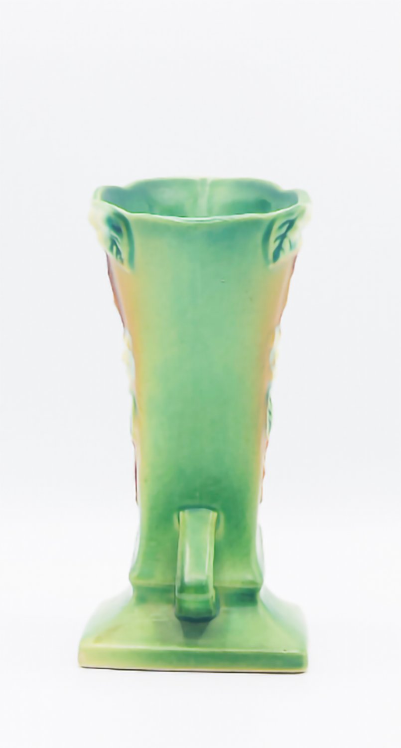 Vintage Roseville USA Pottery, 7Inch Snowberry Vase in Green, 1V17