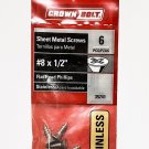 Crown Bolt #8 x 1/2" Stainless Sheet Metal Screws, Flat Head, 1 Pk / 6 Screws Crown Bolt #8 x 1/2" Stainless Sheet Metal Screws, Flat Head, 1 Pk / 6 Screws