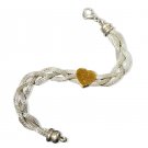 Braided Stainless Steel Silver Mesh Bracelet with Gold Heart Accent