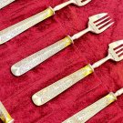 19th Century Fabrica de Toledo Spanish Damascene 14-Piece 6" Cake Fork Set