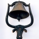 Antique Ranch Dinner Bell, Cast Iron Bell with Longhorn Cattle Mounting Plate Antique Ranch Dinner Bell, Cast Iron Bell with Longhorn Cattle Mounting Plate