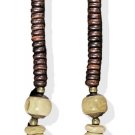 Tribal Necklace Ashanti Natural Wood & Bone Disc Beads with African Ethnic Brass Tribal Necklace Ashanti Natural Wood & Bone Disc Beads with African Ethnic Brass