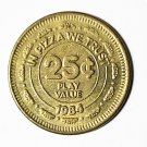 1984 CHUCK E CHEESE 25 Cent IN PIZZA WE TRUST Brass Game Token, Date Stamped 1984 CHUCK E CHEESE 25 Cent IN PIZZA WE TRUST Brass Game Token, Date Stamped