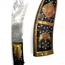 Antique Nepalese Brass & Horn Gurkha Kukri Engraved 5" Blade Knife + Scabbard Antique Nepalese Brass & Horn Gurkha Kukri Engraved 5" Blade Knife + Scabbard