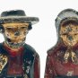 Vintage Early 20th Cent Hand-Painted Cast Iron Amish Figurine Pair in Red/Black