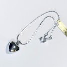 High Polish Silvertone Puffed Heart on 7" Cobra Chain Bracelet, Made in Haiti High Polish Silvertone Puffed Heart on 7" Cobra Chain Bracelet, Made in Haiti