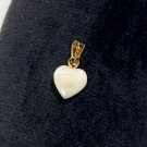 Viintage Natural White "Mother-of- Pearl"  Heart 1cm Charm w/Goldtone Bail