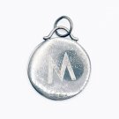 Vintage Art Deco Silver Plated 1" Round 2-Sided Monogram Pendant, "M" & "B"