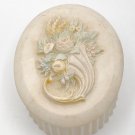 Vintage Handcast & Carved Cornucopia Relief Design Unglazed Ceramic Trinket Box Vintage Handcast & Carved Cornucopia Relief Design Unglazed Ceramic Trinket Box