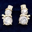 Vintage Gold Tone Crystal Top Hat & Scarf Snowman Stud Earrings Vintage Gold Tone Crystal Top Hat & Scarf Snowman Stud Earrings