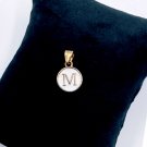 Vintage White Enamel Painted Monogram "M" Stamped Brass-Plated 1cm Round Charm
