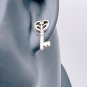 Antiqued Silver Skeleton Key Stud Earrings, 1"