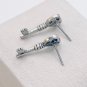 Antiqued Silver Skeleton Key Stud Earrings, 1"