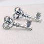 Antiqued Silver Skeleton Key Stud Earrings, 1"