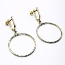 Vintage Gold Tone Dangling Hoop Screwback Clip-on Earrings Vintage Gold Tone Dangling Hoop Screwback Clip-on Earrings