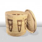 HUGE 24" Pima Papago Native American Antique Hand-Woven Coiled Basket & Lid