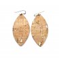 Natural Cork & Gold Flaked Leaf Shaped Dangle Hook Earrings