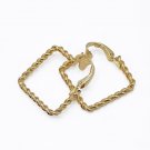 Vintage L H Segal CALIFORNIA Gold Tone Square Twisted Rope Clip-on Hoop Earrings