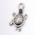 Vintage Antiqued Silver Tiny Turtle Cute Little Charm 3/4-inch