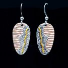 80's Retro Tri-Tone Mixed Media Abstract Geometrc Art Drop Earrings