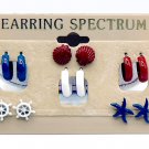 6 Pairs, Patriotic Nautical Earring Set - Red, White & Blue Enamel Coated Steel