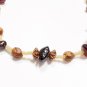 Handmade Navajo Ghost Bead, Red Amber, Brass & Pearl on Leather Strap Bracelet