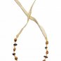 Handmade Navajo Ghost Bead, Red Amber, Brass & Pearl on Leather Strap Bracelet