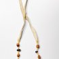 Handmade Navajo Ghost Bead, Red Amber, Brass & Pearl on Leather Strap Bracelet