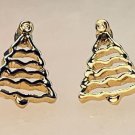 Golden Garland Wrapped Christmas Tree Holiday Stud Earrings, Pair