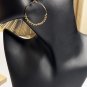 Single, Citrine Chip wrapped Gold Plated 925 Sterling Silver Drop Hoop Earring