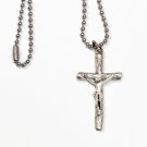 Contemporary 2" Silver Tone Crucifix Cross Necklace with 18" Ball Bead Chain Contemporary 2" Silver Tone Crucifix Cross Necklace with 18" Ball Bead Chain
