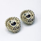 Vintage Gold Tone Rope & Ball Clip-on Earrings