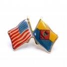 Vintage Cub Scouts of America, Dual Flag Die Cut Silkscreened Goldtone Lapel Pin