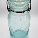 Antique Aqua Glass Leotric Quart Jar with Lid & Wire Bail Closure No. 43288 Antique Aqua Glass Leotric Quart Jar with Lid & Wire Bail Closure No. 43288