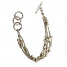 8" Sterling Silver Multi-Strand 3mm Ball & Chain Bracelet with Toggle Closure 8" Sterling Silver Multi-Strand 3mm Ball & Chain Bracelet with Toggle Closure