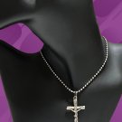Silvertone Crucifix, Jesus Cross 1.75 inch Pendant on 18" Steel Ball Necklace Silvertone Crucifix, Jesus Cross 1.75 inch Pendant on 18" Steel Ball Necklace