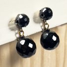 DALSHEIM 1940's Black Faceted Lucite Dangle Drop Vintage Clip-on Earrings DALSHEIM 1940's Black Faceted Lucite Dangle Drop Vintage Clip-on Earrings