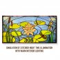 Artisan Stained Glass Transom Window Dragonflies, Cattails & Lily Pads 28" x 14"