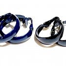 2 Pairs 1980's Navy Blue & Black Enamel Clip-on 1" Hoop Earrings 2 Pairs 1980's Navy Blue & Black Enamel Clip-on 1" Hoop Earrings