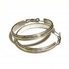 Vintage Large Braid Textured Silver-tone Round Hoop Leverback Earrings Vintage Large Braid Textured Silver-tone Round Hoop Leverback Earrings