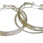 Vintage Large Braid Textured Silver-tone Round Hoop Leverback Earrings
